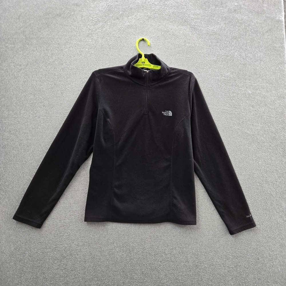 The North‎ Face Women Sweatshirt L/G Black Embroidered Fleece Quarter Zip